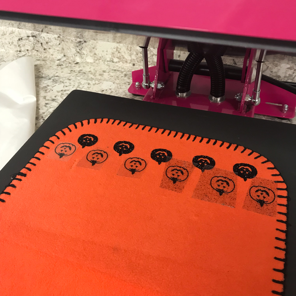 applying glitter htv fleece